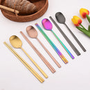 Axyaa Stainless Steel Matte Dinnerware Set 8Pcs Flatware Spoon Chopsticks
