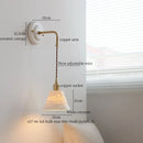 Axyaa Vintage LED Wall Lamp with Adjustable Copper Arm 70CM - White Ceramic