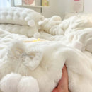 Axyaa Tuscan Faux Fur Fluffy Bedding Set Queen for Winter Skin-Friendly Warmth.