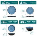 Axyaa 24-Piece Blue Dinnerware Set: Reactive Glaze Dishes, Dishwasher Safe, Service for 8