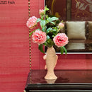 Axyaa Koi Fish Ceramic Vase with Peony Simulation Flower - Artistic Flower Vessel Decor