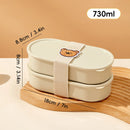 Axyaa Double Layer Microwave Lunch Box with Dividers - Portable Bento Box