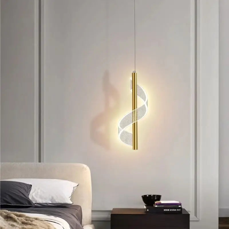Axyaa Spiral Acrylic Pendant Lamp: Modern Nordic Design for Bedroom or Living Room