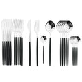Axyaa 24Pcs Green Gold Stainless Steel Dinnerware Set Cutlery Tableware Silverware