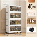 Axyaa 45cm Foldable Plastic Storage Box with Wheels, Multi-Layer Cabinet Organizer