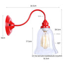 Axyaa Vintage Loft LED Wall Lamp Red Clear Glass Stair Light Fixtures