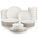 Axyaa Stoneware Dinner Set White Embossment 32 Pieces