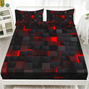 Axyaa Red Plaid Fitted Sheet Set with Soft HD Printing