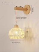 Axyaa Wooden Rattan Wall Lamp for Bedroom Living Room Decor Lighting