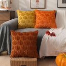 Axyaa Rust Pumpkin Plush Throw Pillow Covers for Fall Decor 18x18