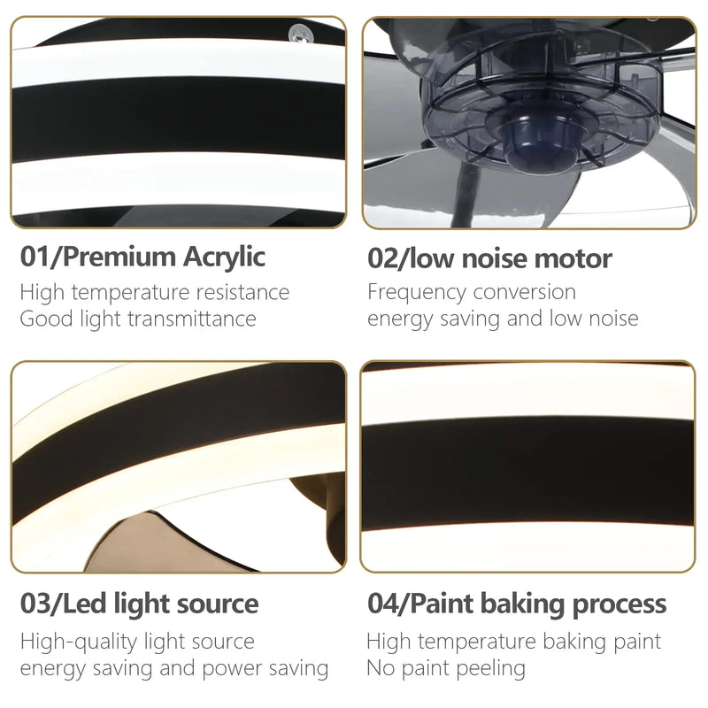 Axyaa 6-Speed Ceiling Fan with Adjustable Brightness LED Lighting