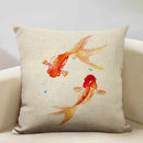 Axyaa Goldfish Linen Cushion Cover 45x45cm for Sofa, Living Room Decoration