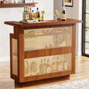 Axyaa Rattan 4-Tier Home Bar with Stemware Racks and Heightened Base