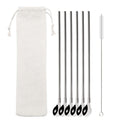 Axyaa Twisted Straw Spoon Set: 6pcs Reusable Stainless Steel Straws, Gold Tea Scoop, Black Dinnerware