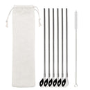 Axyaa Twisted Straw Spoon Set: 6pcs Reusable Stainless Steel Straws, Gold Tea Scoop, Black Dinnerware