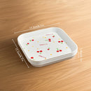 Axyaa Cherry Pattern Dessert Plates Set of 4 - Reusable Square Snack Dishes
