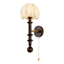 Axyaa Solid Wood Wall Lamp French Retro Fabric Printing Bedroom Lighting