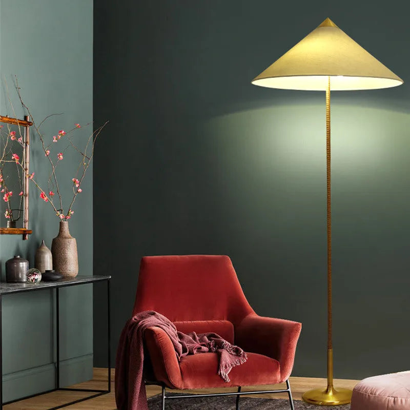 Axyaa Rattan E27 LED Floor Lamp - Modern Japanese Style Luminarias