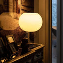 Axyaa White Mushroom Glass LED Desk Lamp for Modern Minimalist Home Decor