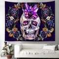 Axyaa Day of the Dead Skull Tapestry: Boho Room Decor Wall Hanging