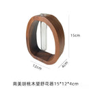 Axyaa Walnut Wood Flower Stand Glass Vase for Creative Arrangements