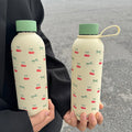 Axyaa Kawaii Cherry Thermos Bottle 500ml Stainless Steel Tumbler Cute Travel Cup
