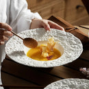 Axyaa Ceramic Western Food Plate Set, White Artistic Conception Soup & Pasta Plates