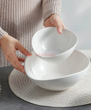 Axyaa Ceramic Slanted Mouth Salad Bowl Set - Creative Vegetable Fruit Plate Soup Bowl