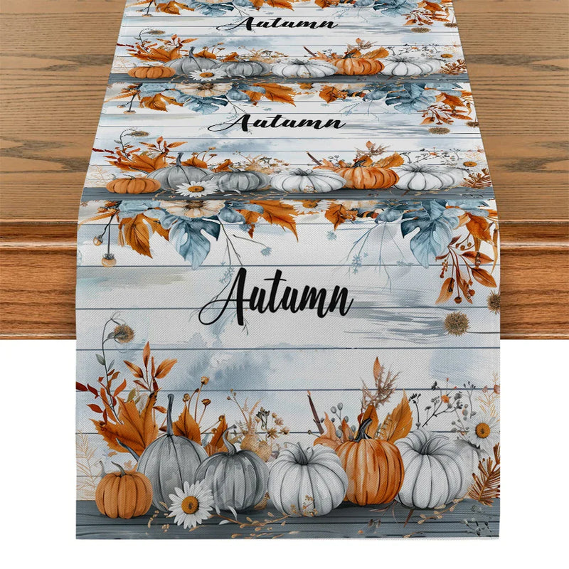 Axyaa Watercolor Maple Leaf Flower Table Runner for Farmhouse Dining and Wedding Parties