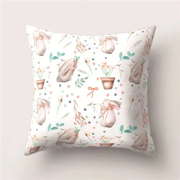 Tropical Cactus Flower Cat Print Pillow Cover 45X45CM for Home Sofa Chair