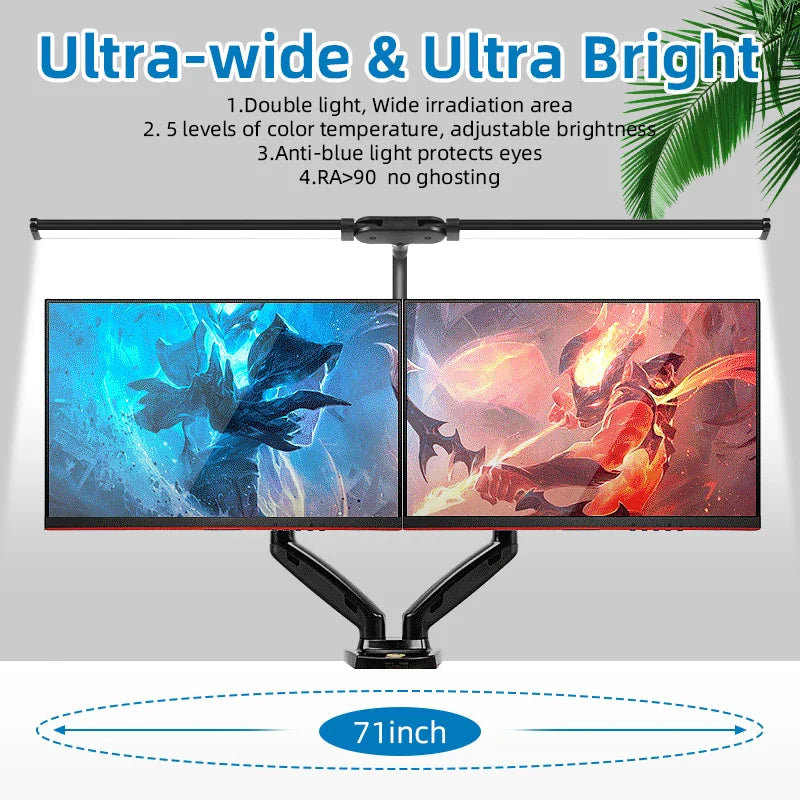 Axyaa USB LED Desk Lamp Monitor Screen Bar Eye-Care Table Light Stepless Dimming