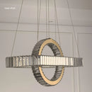Axyaa Oval Chrome Gold Steel LED Pendant Lights with K9 Crystals