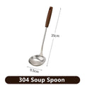 Axyaa Stainless Steel Wok Spatula Ladle Set with Wooden Handle