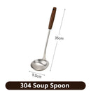 Axyaa Stainless Steel Wok Spatula Ladle Set with Wooden Handle
