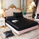 Axyaa Satin Silky Fitted Bed Sheet Set - Luxury Solid Color Sheets & Pillow Cases