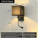 Axyaa LED USB Bedside Wall Lamp 3W Spot Light Fabric Modern Indoor Lighting