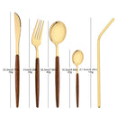Axyaa Western Stainless Steel Cutlery Set with Imitation Wooden Handle