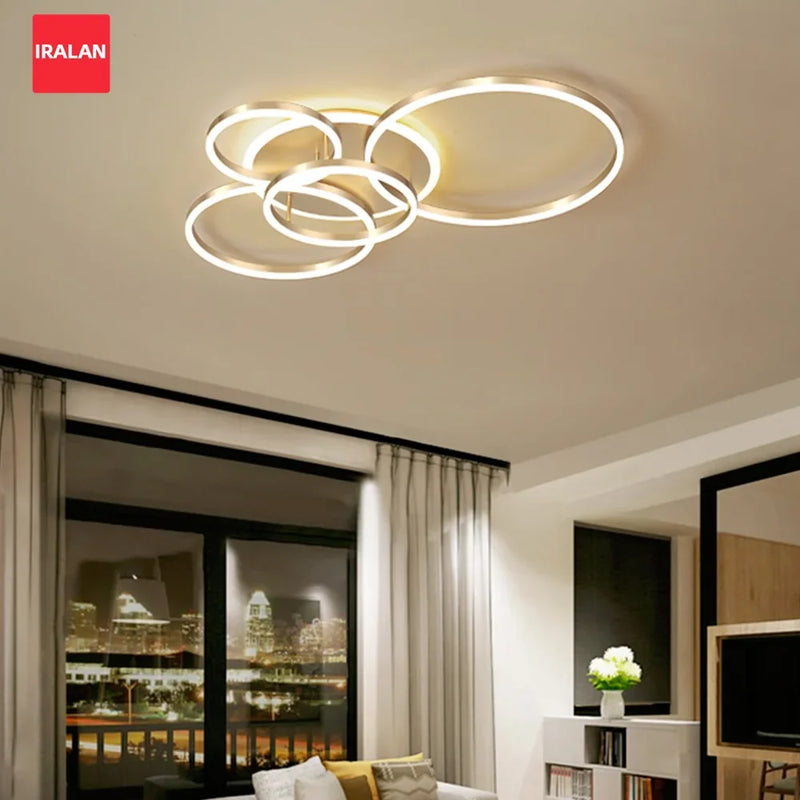 Axyaa Round Circle Ring Chandelier Ceiling Lamp for Home Decor Lighting in Living Bedroom