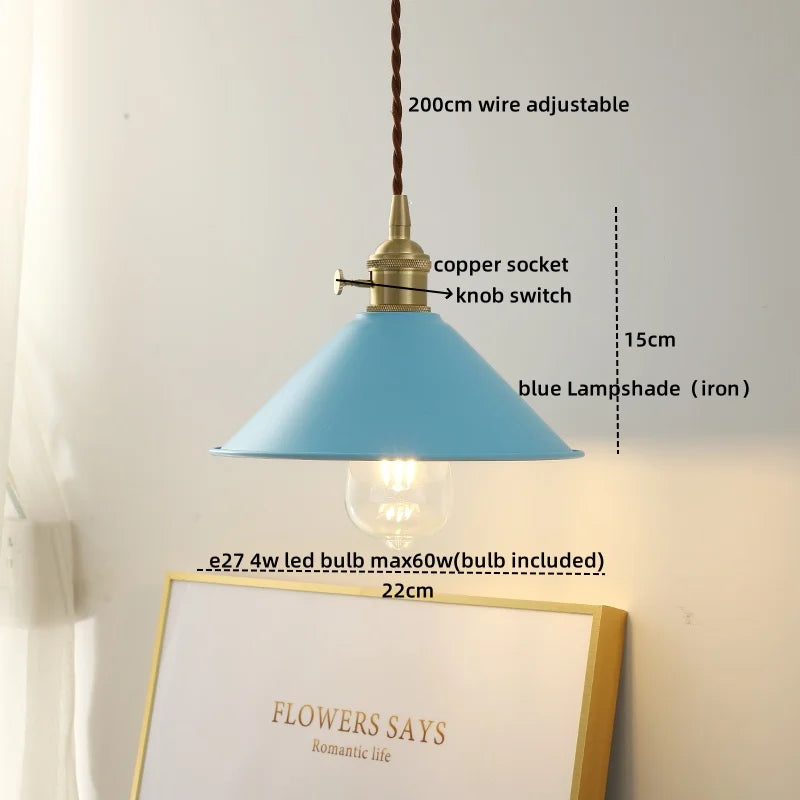 Axyaa White Ceramic LED Pendant Light Fixture with Copper Nordic Design