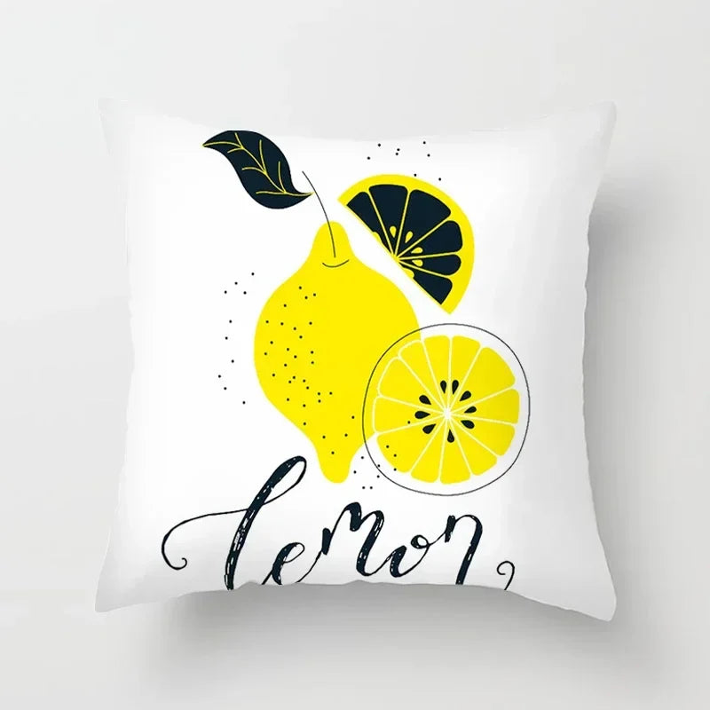 Lemon Pattern Summer Cushion Cover for Sofa Decor by Axyaa
