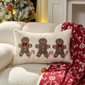Axyaa Embroidered Holiday HoHo Pillow - Red Snowflake & Ginger Cake Design