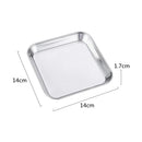 Axyaa Stainless Steel Square Tray Plate for Food Cake Fruit, Creative Snack Dishes
