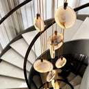 Axyaa Copper Marble Chandelier: Modern Luxury for Living Room, Bedroom, Restaurant, Villas & Homestay