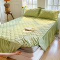 Axyaa Rabbit Velvet Bed Skirt - Simple Solid Color, Double Spell, Autumn and Winter