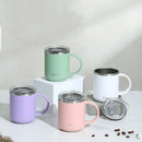 Axyaa Stainless Steel Double-Layer Water Cup with Lid for Home & Office
