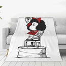 Axyaa Flannel Mafalda Quino Cartoon Blanket: Soft Plush Throw for Bed & Sofa