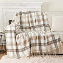 Axyaa Orange Plaid Cashmere Throw Blanket with Tassels