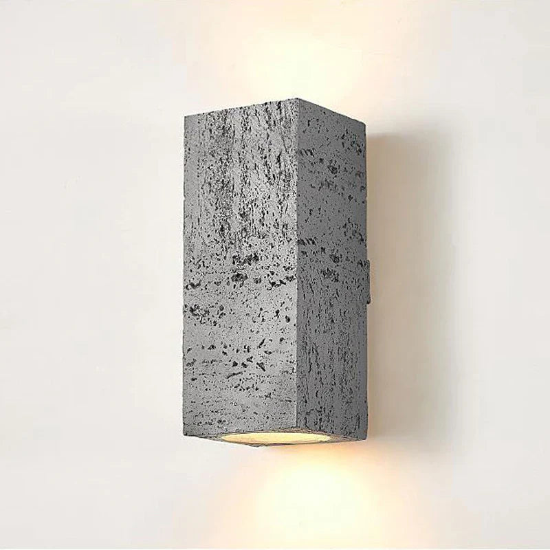 Axyaa Wabi-sabi Cement Wall Lamp Square Nordic Retro Sconce Light for Foyer Bedroom