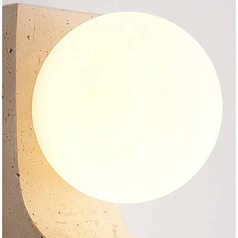 Axyaa Wabi-Sabi Glass Wall Lamp with LED Bulb, Yellow Travertine, Indoor Wall Light