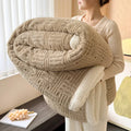 Axyaa Jacquard Lamb Fleece Blanket Set - Soft & Warm Milk Velvet, Queen Size